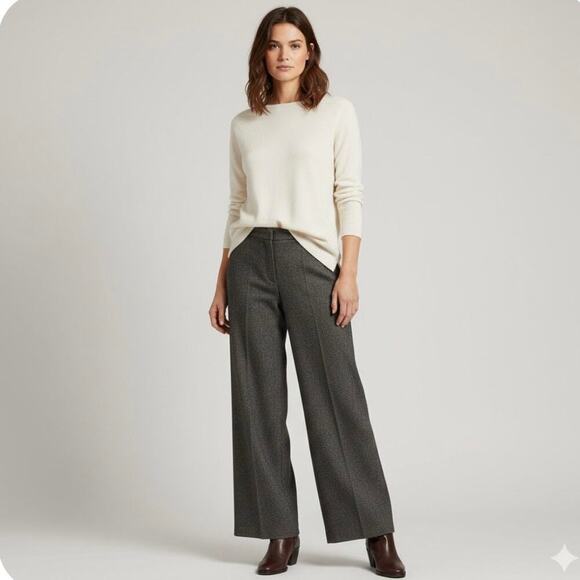 Newport News Pants - VTG Newport News Brown Tweed Herringbone Wide Leg Dress Pants Trousers Women 12